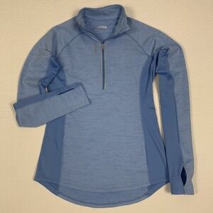 Reebok Performance 1/4 Zip Long Sleeve Women's Small Blue Pullover Shirt